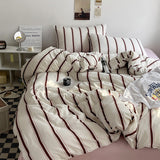 Cifeeo-Stripe Bedding Comforter Set with Pillowcase bed sheet Single Full Size Bed Linen Duvet Cover Set Queen/King Double Single Bed