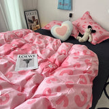 Cifeeo-Pink Leopard Print Bedding Set Boys Girls Twin Queen Duvet Cover Flat Sheet Pillowcase Bed Linens Kids Adult Fashion Home Use
