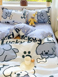 Cifeeo-2025 Spring Bedding Set Cute Dinosaur Bedding Set Ins Style Boys Girls Duvet Cover No Filler Pillowcases Flat Sheet Single Queen Size New Bed Linens