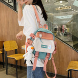 Cifeeo-back to school gifts Mini Women's Backpack Small Girls' Contrasting Color School Bag Waterproof Nylon Fabric Japanese Casual Girl Schoolbag Female