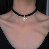 Cifeeo-Vintage Jewelry Y2K Style Kpop Vintage Love Heart Pendant Choker Necklace For Women Zircon Pearl Chain Party Aesthetic Jewelry Christmas Gift Hot Sale