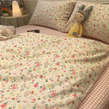 Cifeeo-2025 Spring Bedding Set Ins Pink Flowers Bedding Set Fashion Flat Sheet Duvet Cover No Filling Pillowcase Twin Full Queen Nordic Boy Girl Bed Linen