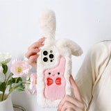 Cifeeo-gifts Plush Bow Long-Eared Rabbit Phone Case