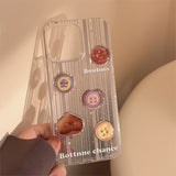 Cifeeo-gifts Cute 3D Button Stripes Glitter Phone Case