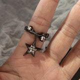 Cifeeo-Vintage Jewelry Y2K Style Gothic Irregular Gemstone Ring Aesthetic Girls Adjustable Black Stone Ring Women's Liquid Punk Ring Vintage Jewelry Accessories