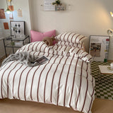 Cifeeo-Ins Stripes Bedding Set with Pillowcase bed sheet Single Full Size Bed Linen Duvet Cover Set Queen/King Double Comforter Cover