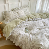 Cifeeo-2025 Spring Bedding Set French Ins Bedding Set No Filler Korean Floral Ruffles Single Double Queen Size Duvet Cover Sheet Pillowcase Home Textile