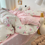 Cifeeo-2025 Spring Bedding Set Pink Floral Bedding Set with Duvet Cover No Filler Pillowcase Flat Sheet Ins Nordic Style Kid Adult Single Double Size BedSpread