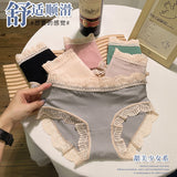 Cifeeo-5 Pcs Female Underwear for Women Lace Solid Panties Korean Mid Rise Pack Set Lingerie Schoolgirl 2024 Casual Summer Briefs New