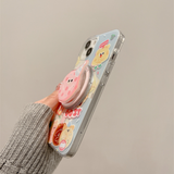 Cifeeo-gifts Kawaii Pink Donut Graffiti Magnetic Stand Phone Case