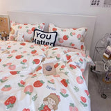 Cifeeo-2025 Spring Bedding Set Tulips Duvet Cover Set with Flat Sheet Pillowcases Fashion Twin Double Queen Size Bed Linen Soft Boys Girls Bedding Kit