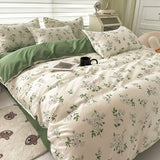 Cifeeo-2025 Spring Bedding Set Christmas Bedding Set Flat Sheet Duvet Cover Pillowcase Combination Green Tree Flower Home Textile Bed Linen Fashion