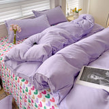 Cifeeo-2025 Spring Bedding Set Purple Bedding Set Ins Nordic Solid Full Queen Size Duvet Cover Flat Sheet Pillowcase No Filler Girl Boys Hotel Home Bed Linens