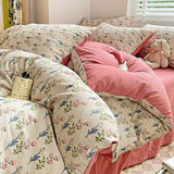 Cifeeo-2025 Spring Bedding Set Ins Duvet Cover Set No filler Floral Style with Flat Sheet Pillowcase Twin Queen Double Girls Boys Home Deco New Bed Linen