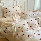 Cifeeo-2025 Spring Bedding Set French Ins Bedding Set No Filler Korean Floral Ruffles Single Double Queen Size Duvet Cover Sheet Pillowcase Home Textile