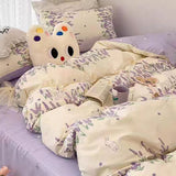 Cifeeo-2025 Spring Bedding Set Cute Cherry Duvet Cover Set with Pillowcase Soft Summer Thin Flat Sheet Floral Boys Girls Queen Full Size Home Bedding Kit