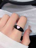 Cifeeo-Vintage Jewelry Y2K Style Y2K Enamel Drop Oil Love Heart Colorful Rings For Women Girls Korean Fashion Cute Aesthetic Pink Ring Jewelry Accessories