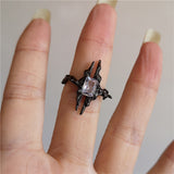 Cifeeo-Vintage Jewelry Y2K Style Vintage Goth Thorny Rose Couple Rings For Men Women Charm Irregularity Opening Stainless Steel Punk Finger Ring Jewelry Y2k Gift