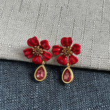 Cifeeo-vintage Valentines Gift Renowned European and American Trendy Brand Retro Flower Enamel, Colorful Sparkling Rhinestone, Niche High-end 925 Silver Needle-Mom's Gift