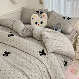 Cifeeo-Polka Dot Washed Cotton Bedding sets Duvet Cover bed sheets with Pillowcase Bedding Linens Set for Queen/King edredones de cama