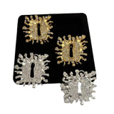 Cifeeo-vintage Valentines Gift European and American Fashion Trend  Stars with The Same Niche Design Keyhole Enamel Embellished with Shiny Rhinestone Earrings-Mom's Gift