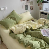 Cifeeo-2025 Spring Bedding Set Nordic Duvet Cover Flat Sheet Pillowcases Set Solid Color Twin Queen Size Ins Style Bed Linen Boys Girls Bedding Home Textile