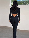 Cifeeo Sexy Party Deep V Neck Jumpsuits For Women Elegant Backless Rompers Womens Jumpsuit 2025 Autumn Winter Overalls