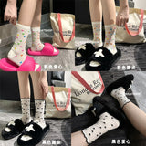 Cifeeo-Heart Socks Feminina Ruffles Womans Ankle Socks Korean Style Kawaii Harajuku Cute Stockings Autumn Thin Japanese Tights 2024 New