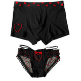 Cifeeo-Lovers Fun Lingerie Sexy Couple Underwear Set Heart Lace Panties for Lover Modal Underpants Couple Men Shorts Women Briefs New