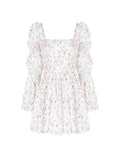 Cifeeo-Summer Holiday Dress 2025 Square Neck Lantern Sleeve Chiffon Dress Casual Birthday Party Dresses Women's Clothing