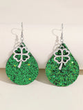 CIFEEO- St. Patrick Clover Leather Earrings Holiday Party Jewelry Irish Festival QAR113