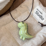Cifeeo-Vintage Jewelry Y2K Style Sweet Cute Elephant Dinosaur Pendant Necklace for Women Men Fashion Long Rope Chain Necklace Vintage Y2K Jewelry Accessories