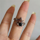 Cifeeo-Vintage Jewelry Y2K Style Vintage Goth Thorny Rose Couple Rings For Men Women Charm Irregularity Opening Stainless Steel Punk Finger Ring Jewelry Y2k Gift