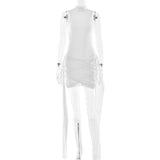 Cifeeo-work holiday party outfit Style Spring Dress Sexy Elegant Solid Color round Neck Sleeveless Sheath Lace-up Skirt