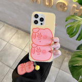 Cifeeo-gifts Cartoon Pink Pig Bell Pendant Phone Case