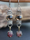 CIFEEO- Ethnic Natural Crystal Geometric Pattern Distressed Dangle Earrings Vintage Jewelry AD951