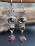 CIFEEO- Ethnic Natural Crystal Geometric Pattern Distressed Dangle Earrings Vintage Jewelry AD951