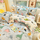 Cifeeo-2025 Spring Bedding Set Kawaii Kids Bedding Set Soft Cotton Flat Fitted Sheet Duvet Cover Pillowcases Single Queen Cartoon Boy Girls Dormitory Bed Linen