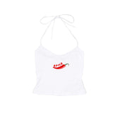 Cifeeo-Vintage vintage Streetwear Aesthetic Harajuku Women Sleeveless Halter Camisole Trendy Hip Hop Rock Y2K Geometric Graphic Print Slim tops