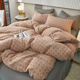 Cifeeo-A++ 100% Cotton Soft Bedding Set Stripe Printing Duvet Cover with Pillow Case Flowers Quilt Cover Pillowcases Sets