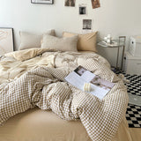 Cifeeo-Striped Plaid Series Bedding Comforter sets Duvet Cover bedsheets set with Pillowcase Bedding Linens Set for Queen/King Bed
