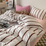 Cifeeo-Ins Stripes Bedding Set with Pillowcase bed sheet Single Full Size Bed Linen Duvet Cover Set Queen/King Double Comforter Cover
