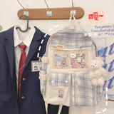 Cifeeo-back to school gifts Multi-pocket Design Women Backpack Teenage Girls School Bags Green Soft Nylon Campus Student Book Bags for School Teen