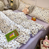 Cifeeo-2025 Spring Bedding Set Flowers Rabbit Bedding Set Ins No Filler Single Queen Size Duvet Cover Flat Sheet Pillowcase Girls Boys New Comforter Duvet