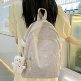 Cifeeo-back to school gifts Girl Travel Book Laptop Backpack Fashion Ladies Trendy Color Student Bag Female Cute Pink College Backpack Cool Women School Bag