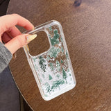 Cifeeo-gifts Snowflake Quicksand Green Pine Trees Phone Case