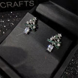 Cifeeo-Christmas gifts Colourful Zircon Christmas Tree Earrings For Women Sparkling Crystal Snowflake Elk Earring Girls New Year Holiday Jewelry Gifts