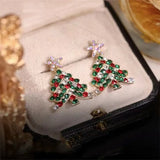 Cifeeo-Christmas gifts Colourful Zircon Christmas Tree Earrings For Women Sparkling Crystal Snowflake Elk Earring Girls New Year Holiday Jewelry Gifts