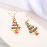 Cifeeo-Christmas gifts Fashion Zircon Christmas Tree Earrings For Women Shiny Rhinestone Snowflake Santa Claus Earring New Year Jewelry Jewelry Gifts