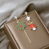 Cifeeo-Christmas gifts Fashion Zircon Christmas Tree Earrings For Women Shiny Rhinestone Snowflake Santa Claus Earring New Year Jewelry Jewelry Gifts